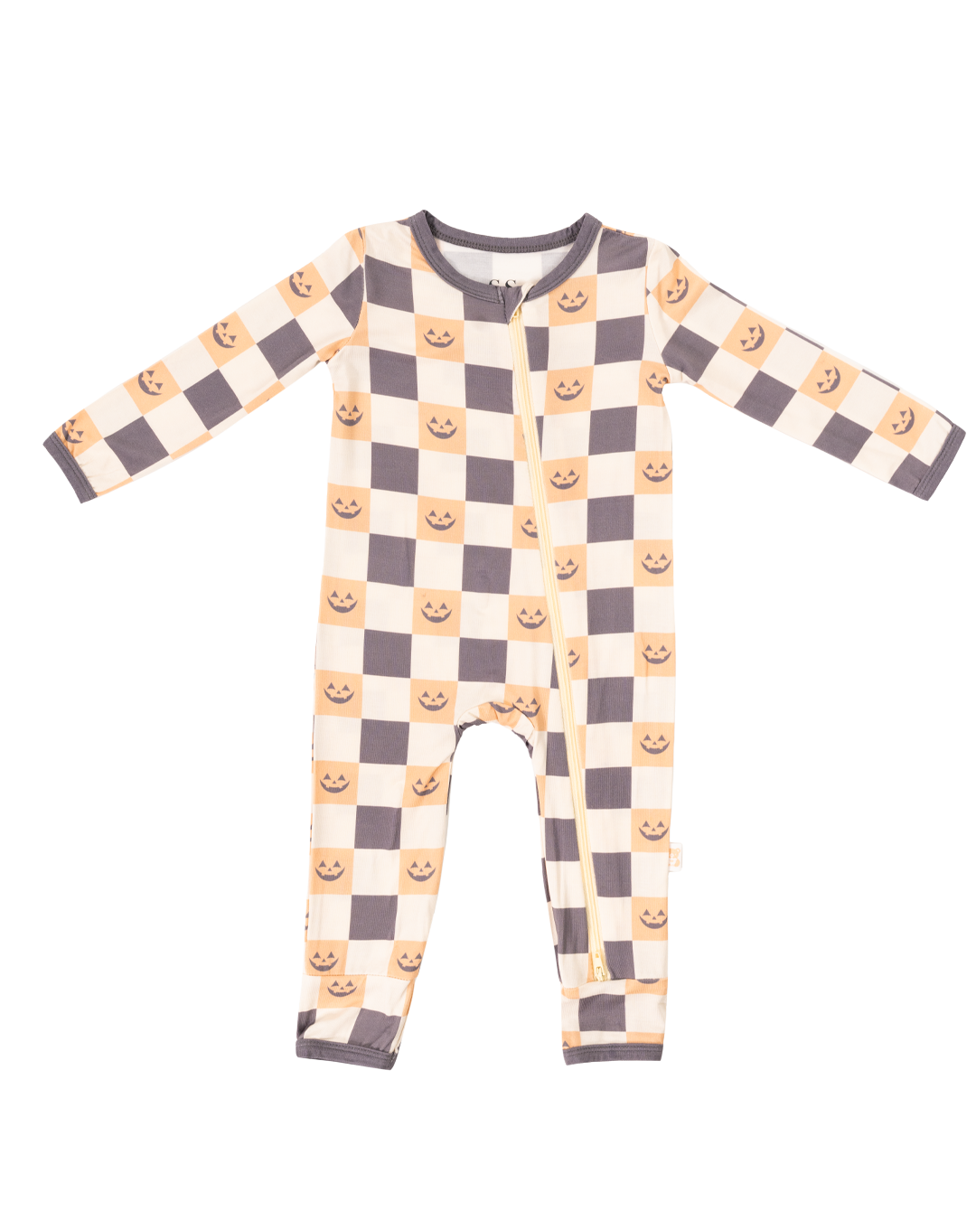 Zippered Romper (Checkered Pumpkin)