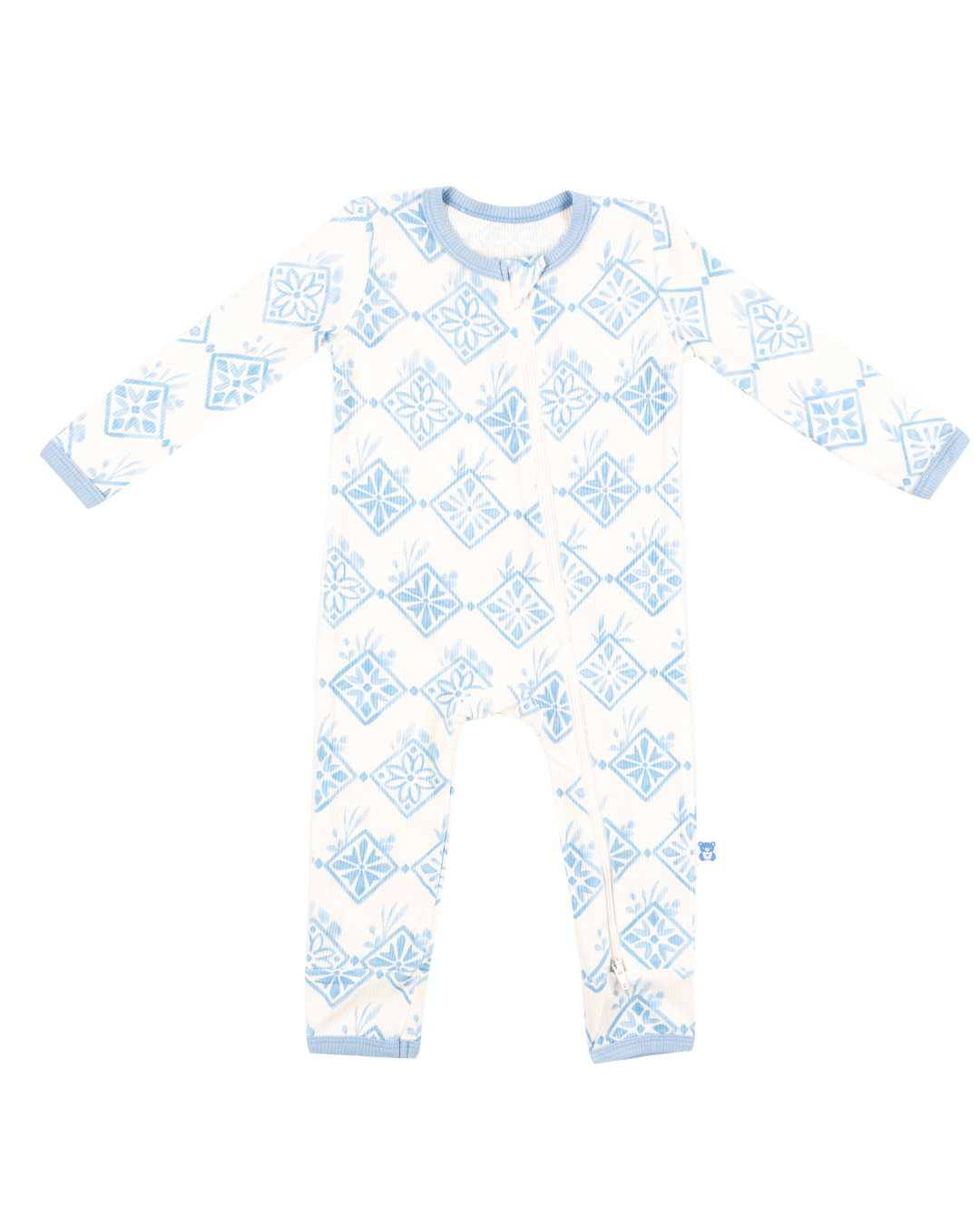 Ribbed Zippered Romper (Coastal Bloom)