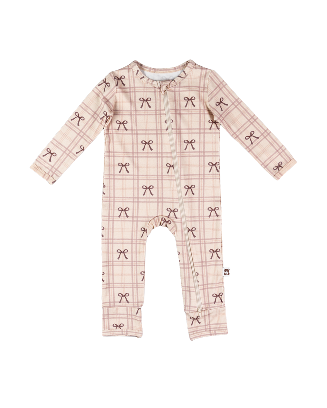 Zippered Romper (Plaid and Bows)