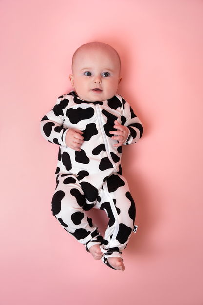 Zippered Romper (Moo)