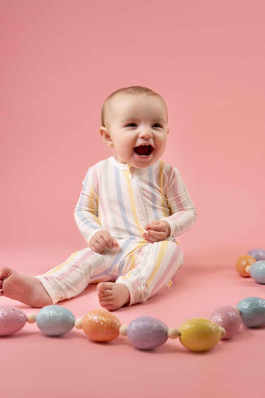 Zippered Romper (Rainbow Stripes)
